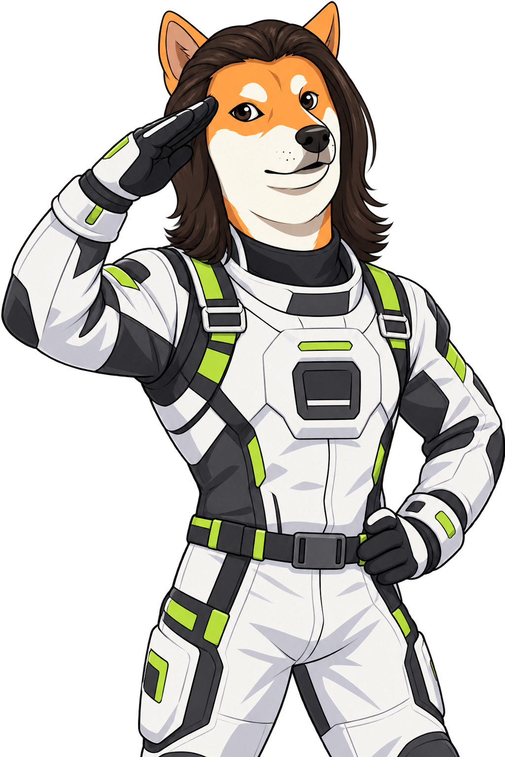 The ONLYGOOD character in a white astronaut suit.